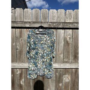 CHRISTINA  Cardigan Floral Brown Blue Semi Sheer Medium Coverup Summer‎ Spring